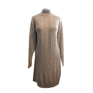 Elegant Tan Cable Knit Dress
